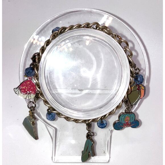 Disney Cinderella Silver-Tone Charm 6 3/8" Bracelet! - Picture 1 of 10